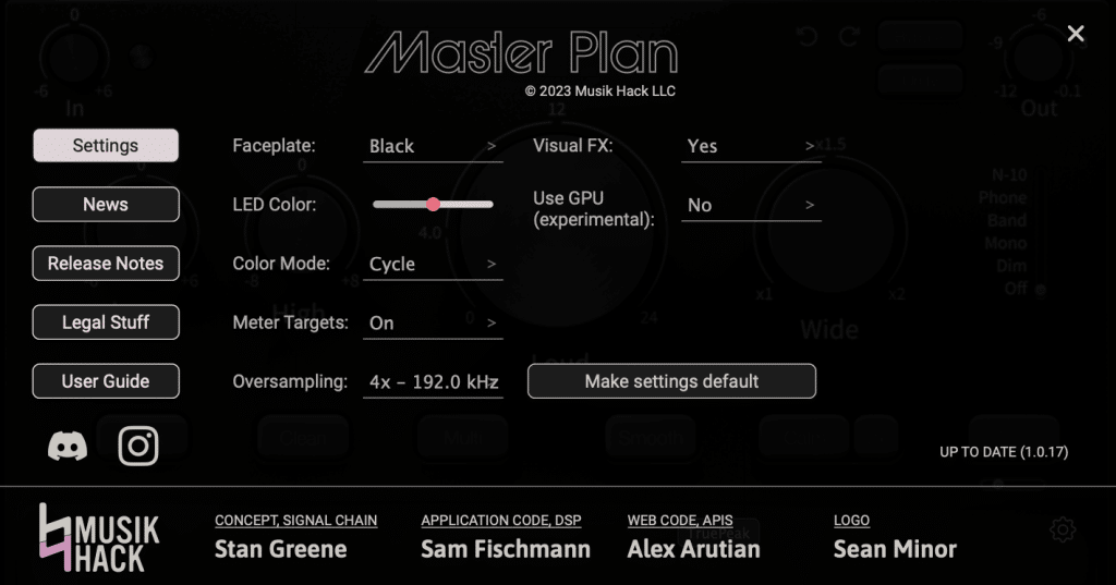 Masterplan Settings ,Masterplan, Maximiser Loud Song