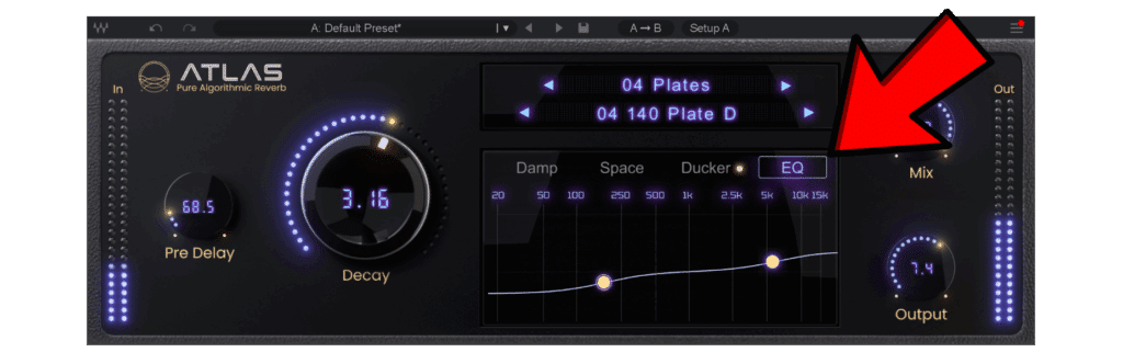 Waves Atlas Reverb EQ controls