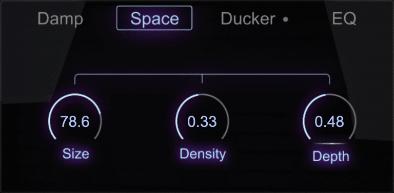 Size, Density and Depth controls in the Space section